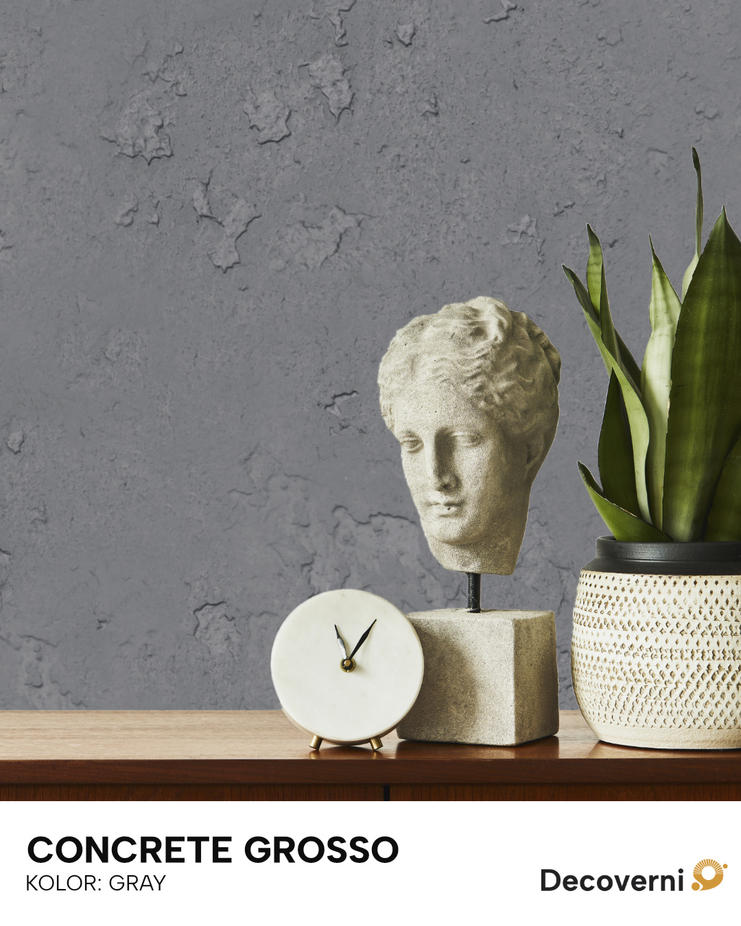 Wizualizacja ściany pomalowanej Decoverni Concrete Grosso Gray